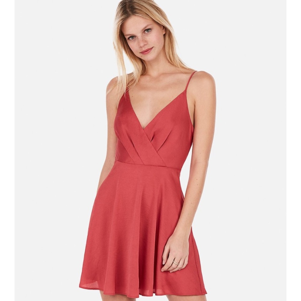 Express Red V-Neck Mini Dress NWOT